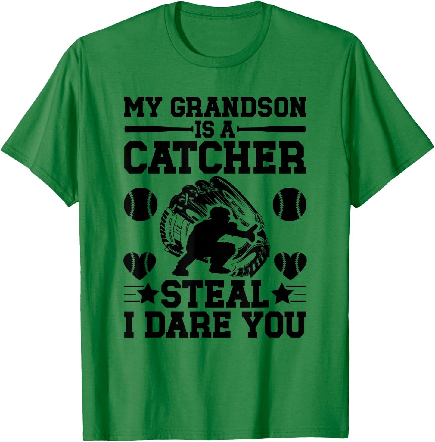 Grandson Is A Baseball Catcher Grandma Of A Baseball Catcher T-Shirt - T-Shirt | Irish Green