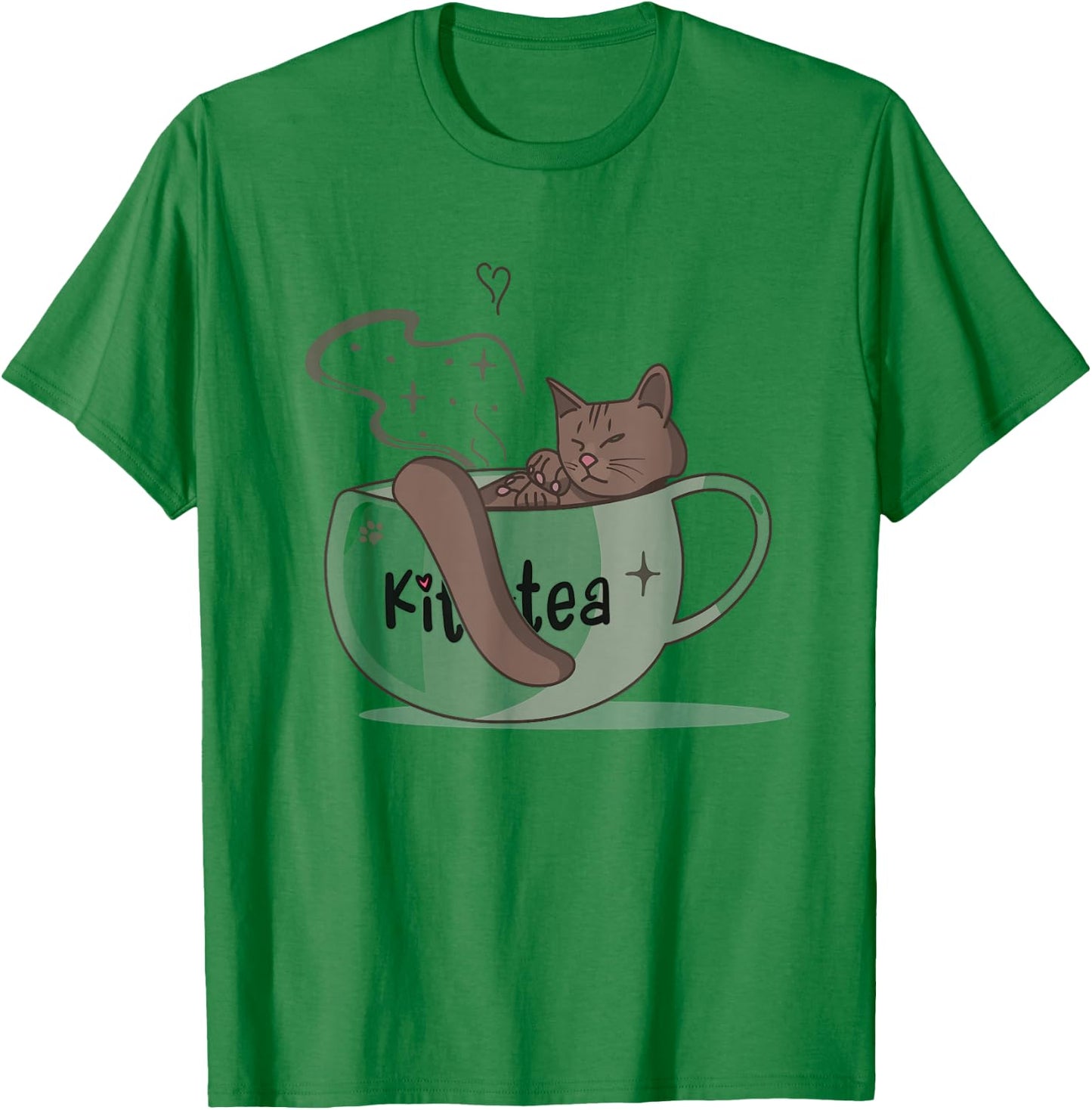 Kit-Tea, Kit Tea Kittens With a Cup of Tea, Funny Cat Gifts Women Kids T-Shirt - T-Shirt | Irish Green