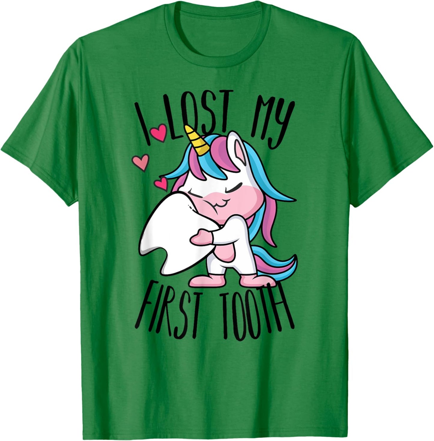 Funny Tooth Fairy - Cute Unicorn I Lost My First Tooth T-Shirt - T-Shirt | Irish Green