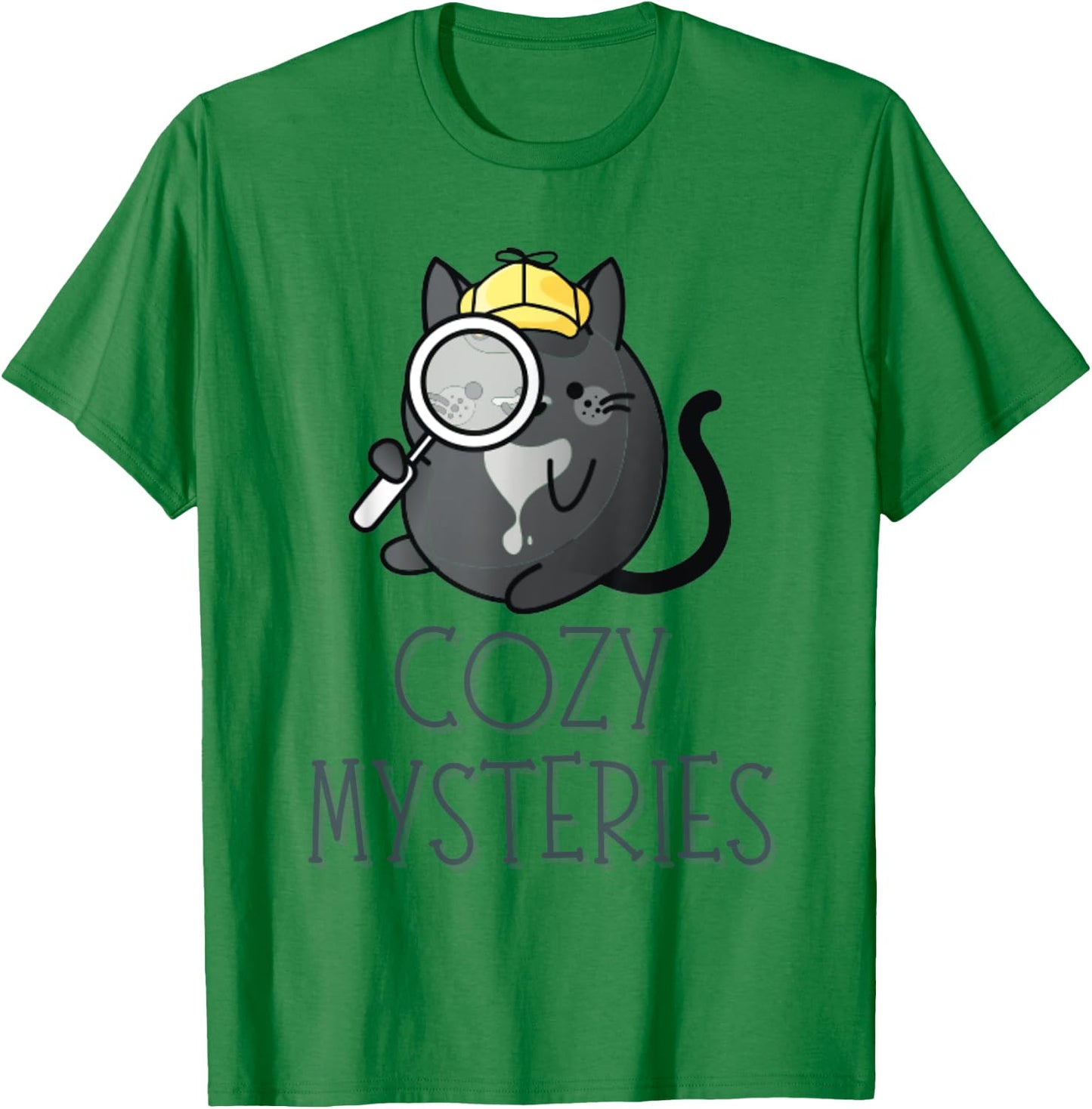 Cozy Mysteries | Cute Cat Cozy Murder Mystery Cat Detective T-Shirt - T-Shirt | Irish Green