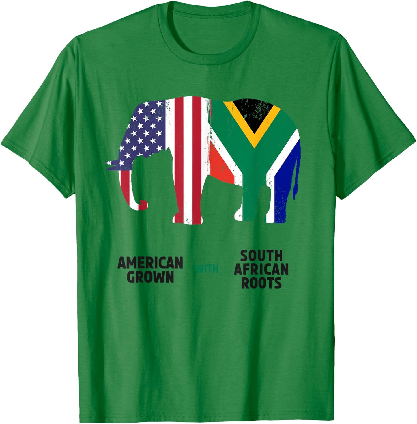 South Africa American Flag Elephant Ideas For Kids African T-Shirt - T-Shirt | Irish Green