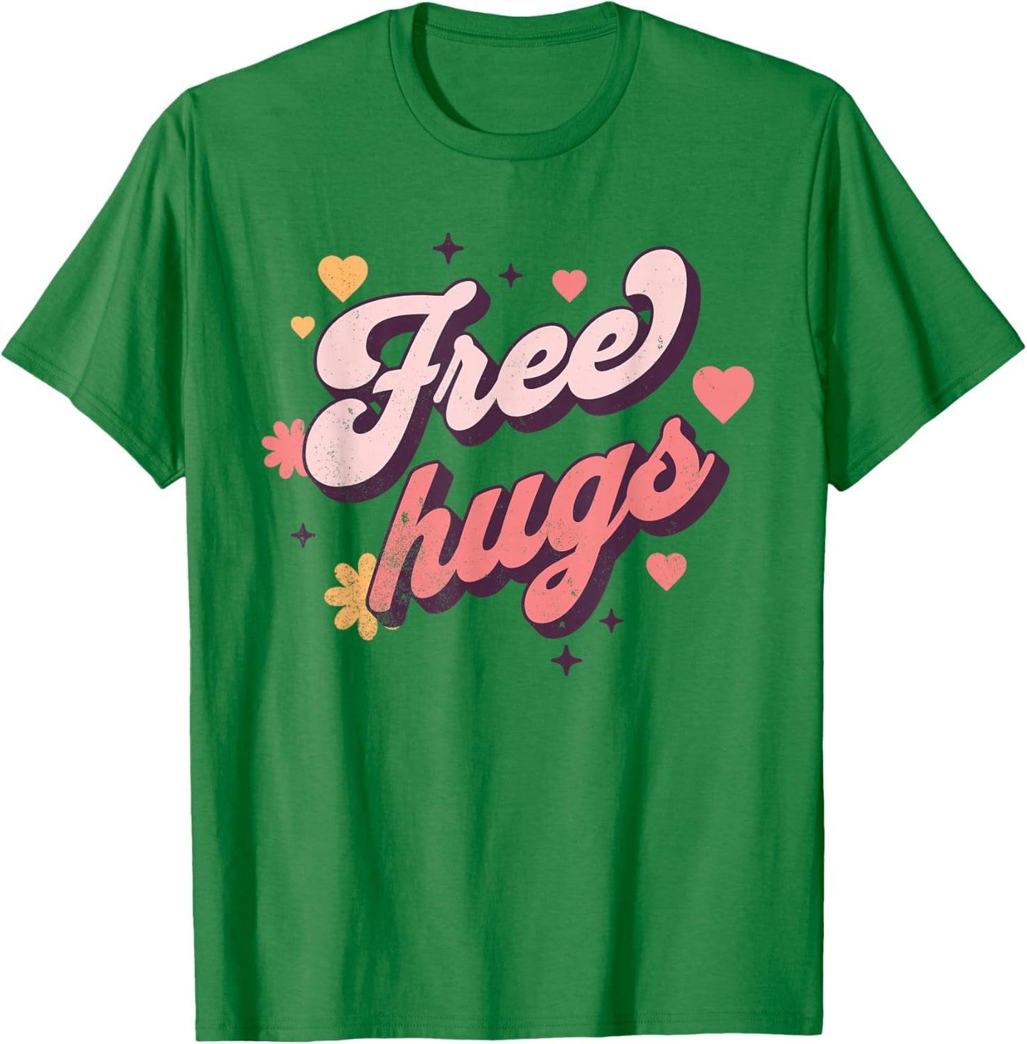 Aesthethic Free hugs Day, Retro Vintage Free Hug Day Hugging T-Shirt - T-Shirt | Irish Green