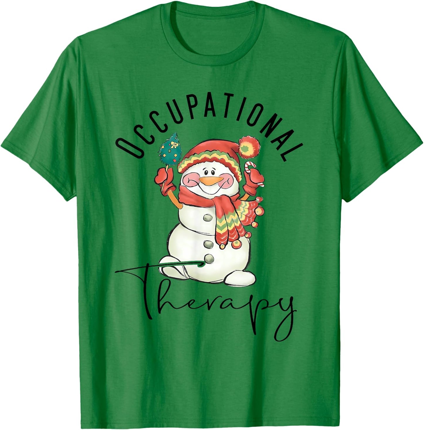 Occupational Therapy Snowman Christmas OT Therapist Nurse T-Shirt - T-Shirt | Irish Green