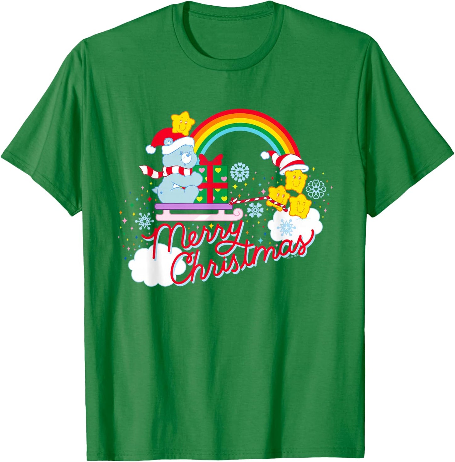 Care Bears Merry Christmas With Christmas Wishes Bear T-Shirt - T-Shirt | Irish Green