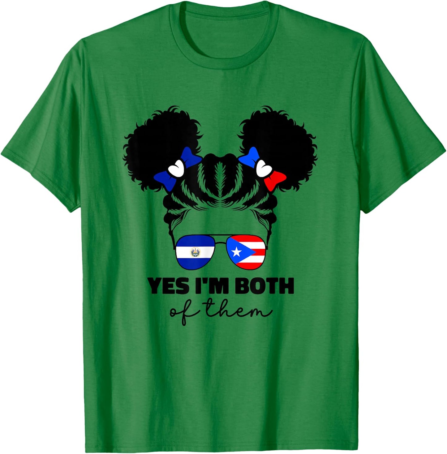 Half Salvadorian And Puerto Rican Rico El Salvador Flag Gril T-Shirt - T-Shirt | Irish Green