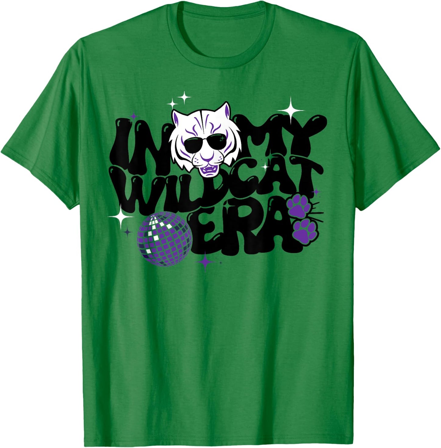 In My Wildcat Era Groovy School Spirit Wildcat T-Shirt - T-Shirt | Irish Green
