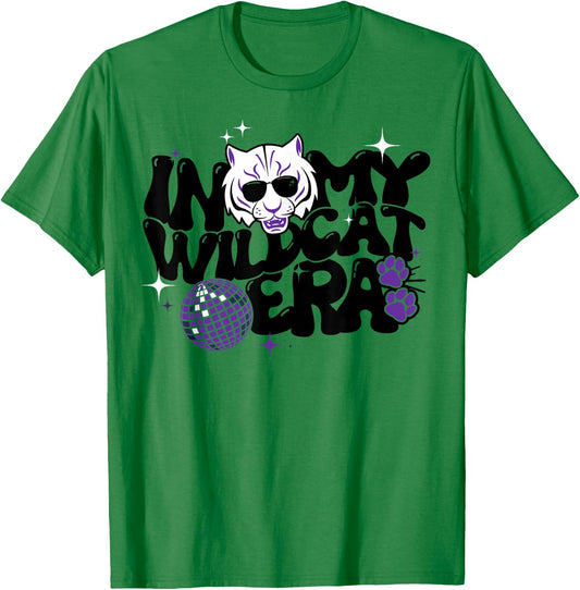 In My Wildcat Era Groovy School Spirit Wildcat T-Shirt - T-Shirt | Irish Green