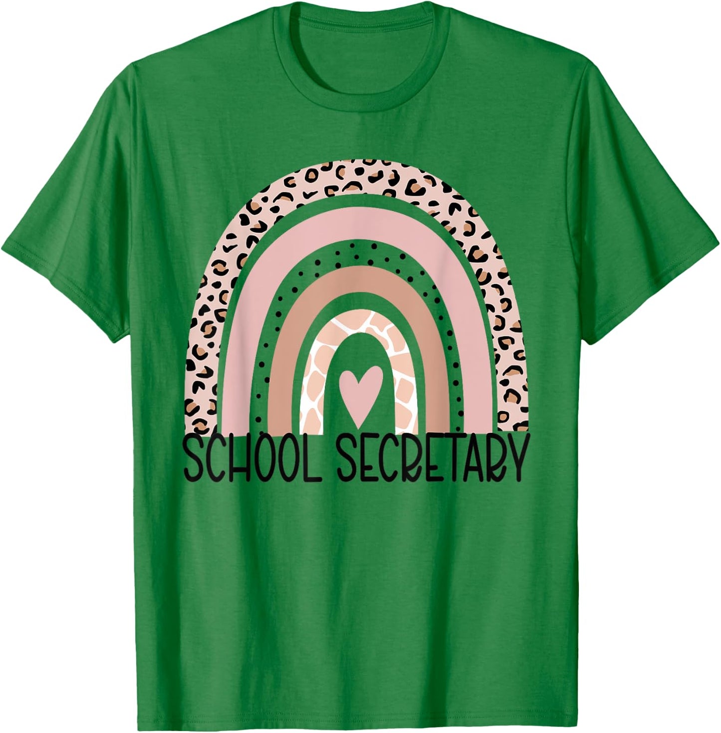 School Secretary leopard rainbow Cute School Secretary T-Shirt - T-Shirt | Irish Green