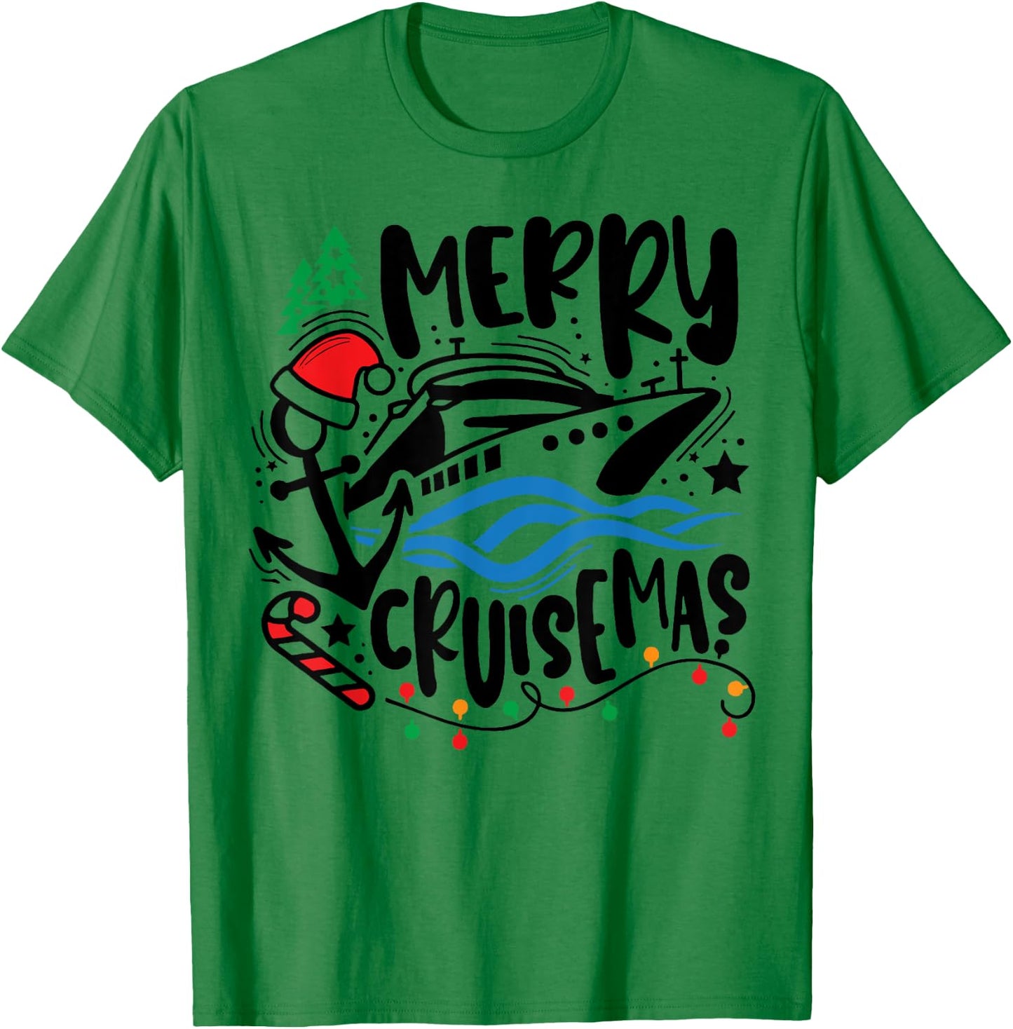 Merry Cruisemas Ugly Christmas Xmas Santa Cruise Girls Boys T-Shirt - T-Shirt | Irish Green