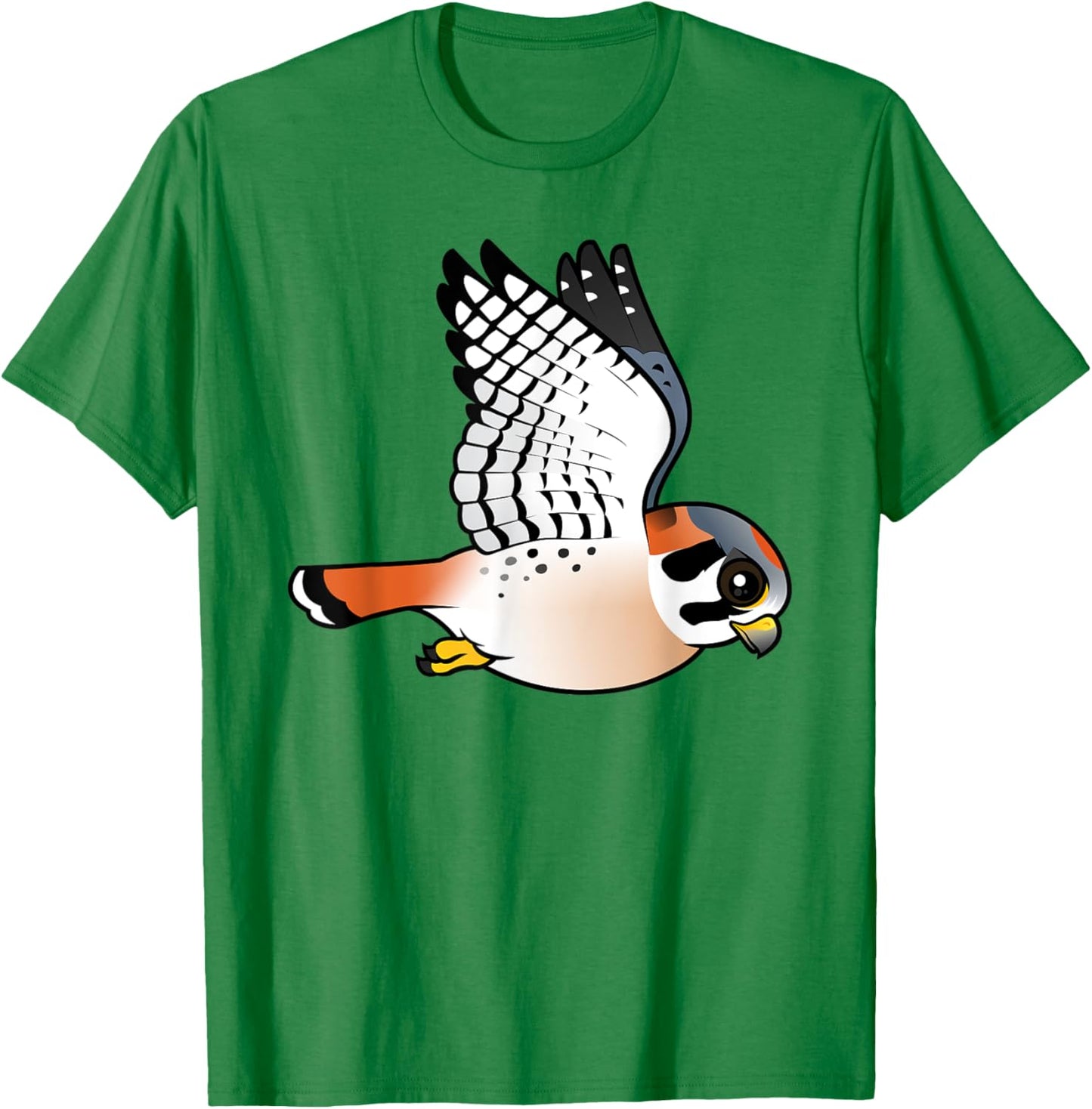Cute Cartoon Flying Kestrel Falcon | Bird of Prey Raptor T-Shirt - T-Shirt | Irish Green