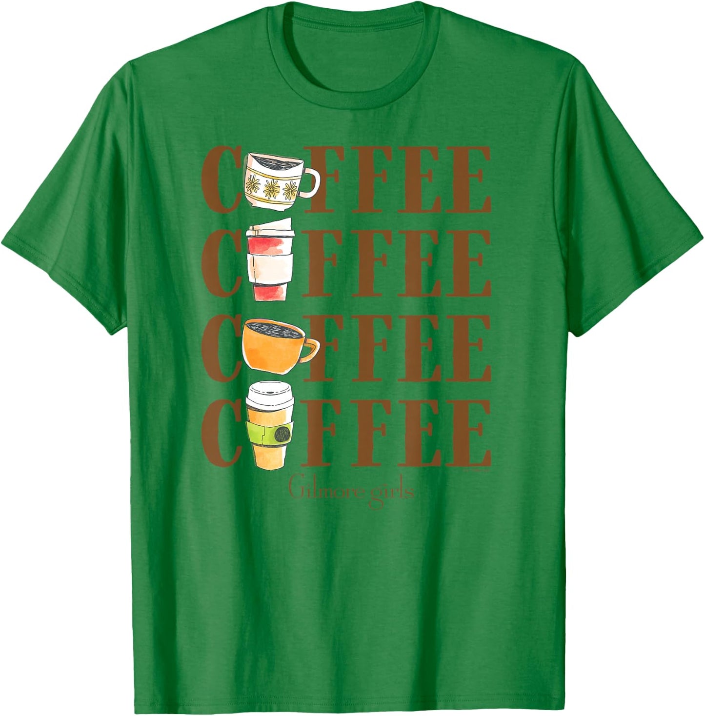 Gilmore Girls - Coffee Repeated T-Shirt - T-Shirt | Irish Green