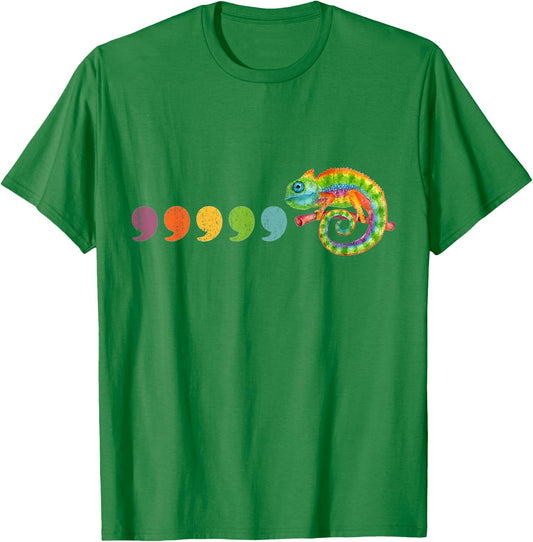 Comma comma chameleon English teacher t Grammar T-Shirt - T-Shirt | Irish Green