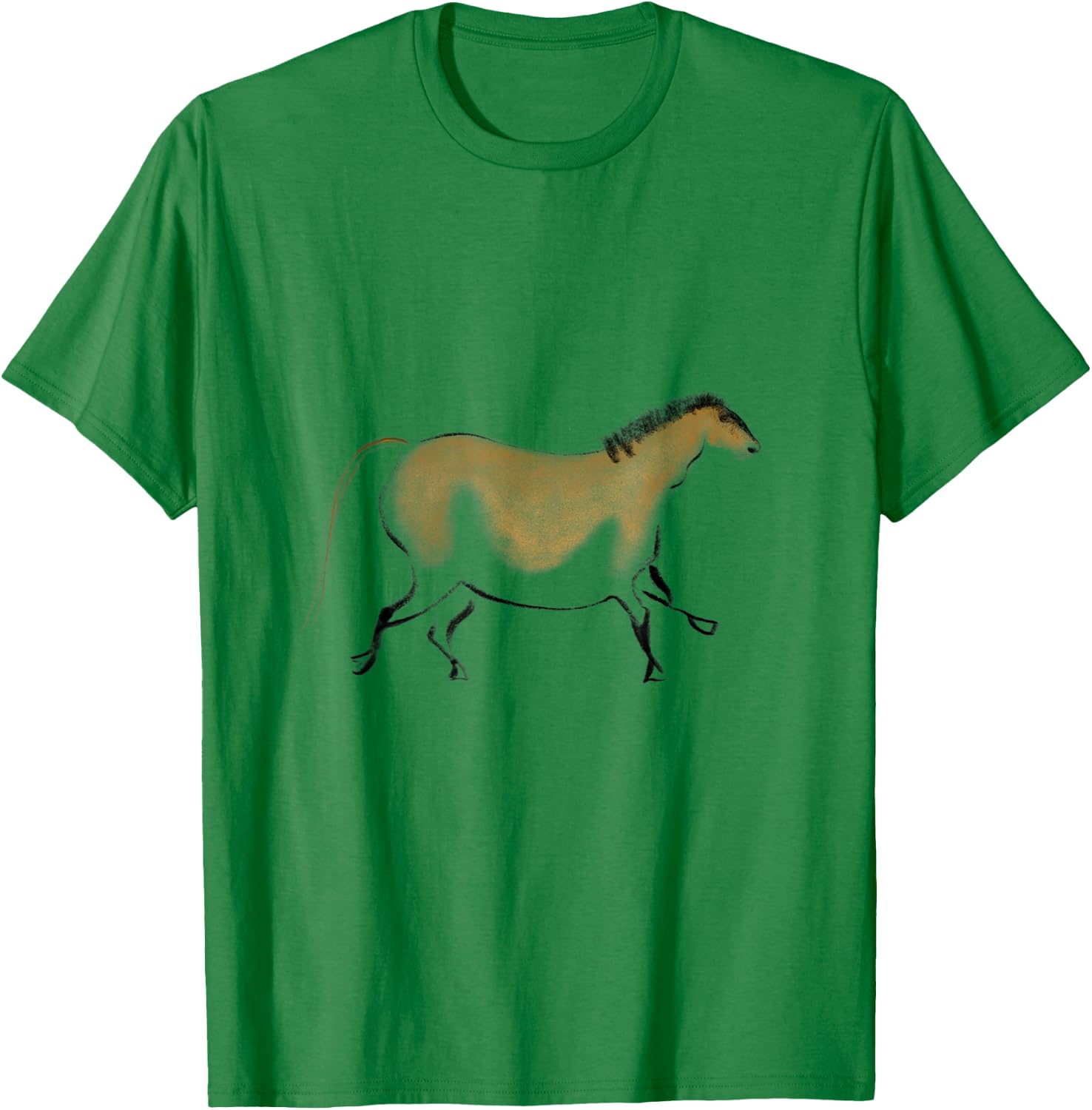 Cave Painting of a stone age horse from Lascaux T-Shirt - T-Shirt | Irish Green