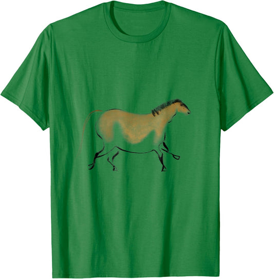Cave Painting of a stone age horse from Lascaux T-Shirt - T-Shirt | Irish Green