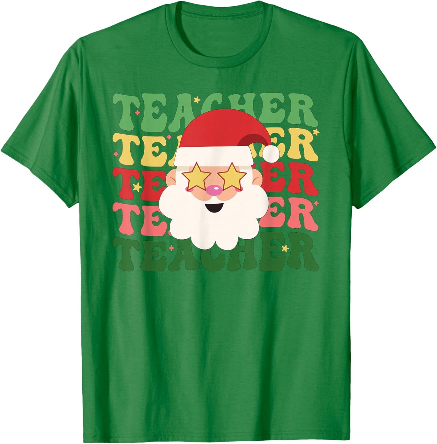 Groovy Teacher Christmas Teaching Xmas Party T-Shirt - T-Shirt | Irish Green