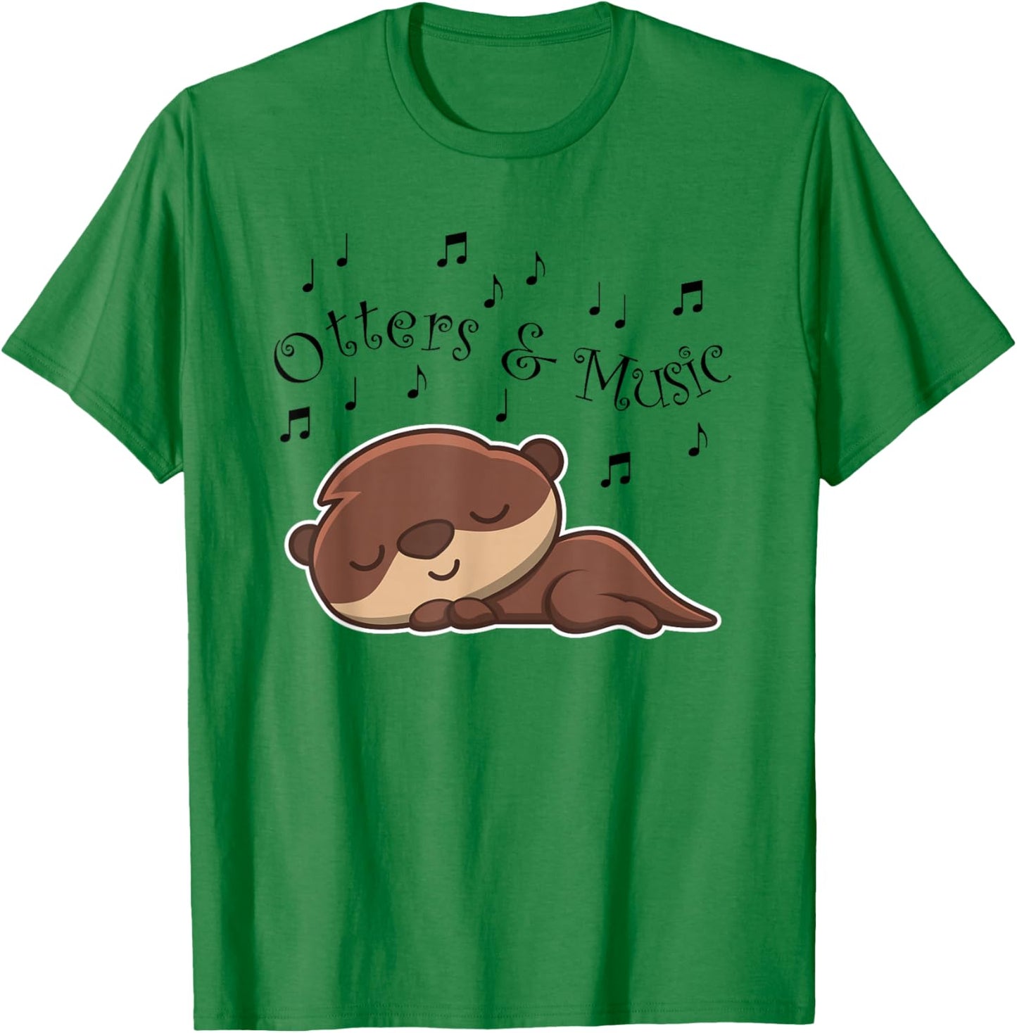 Otters and Music Notes Musician Clef Cute Sea Otter T-Shirt - T-Shirt | Irish Green