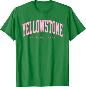Yellowstone National Park Preppy Throwback Hiking T-Shirt - T-Shirt | Irish Green