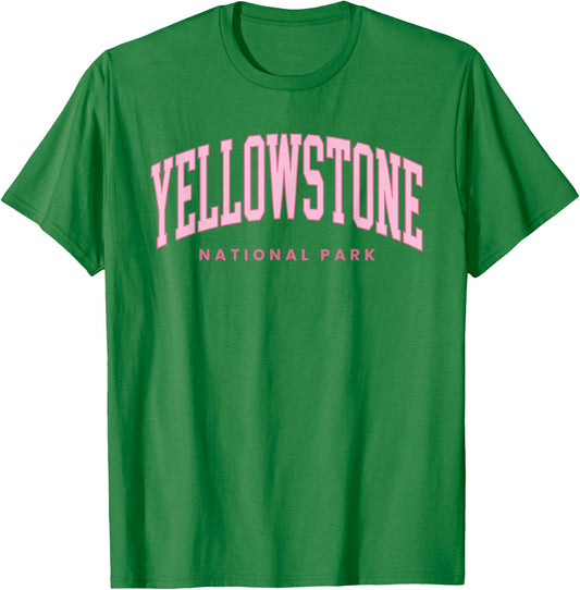 Yellowstone National Park Preppy Throwback Hiking T-Shirt - T-Shirt | Irish Green