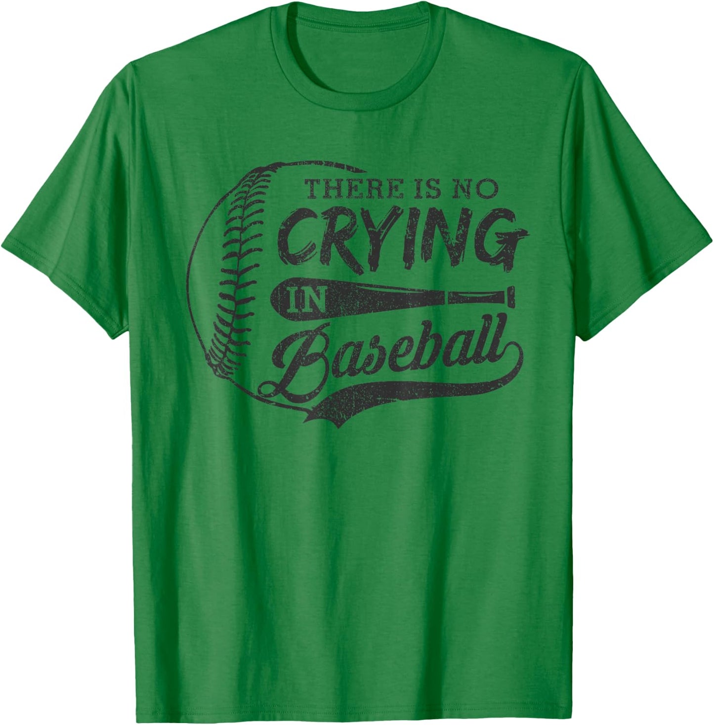 Vintage There Is No Crying In Baseball Sports Funny Baseball T-Shirt - T-Shirt | Irish Green