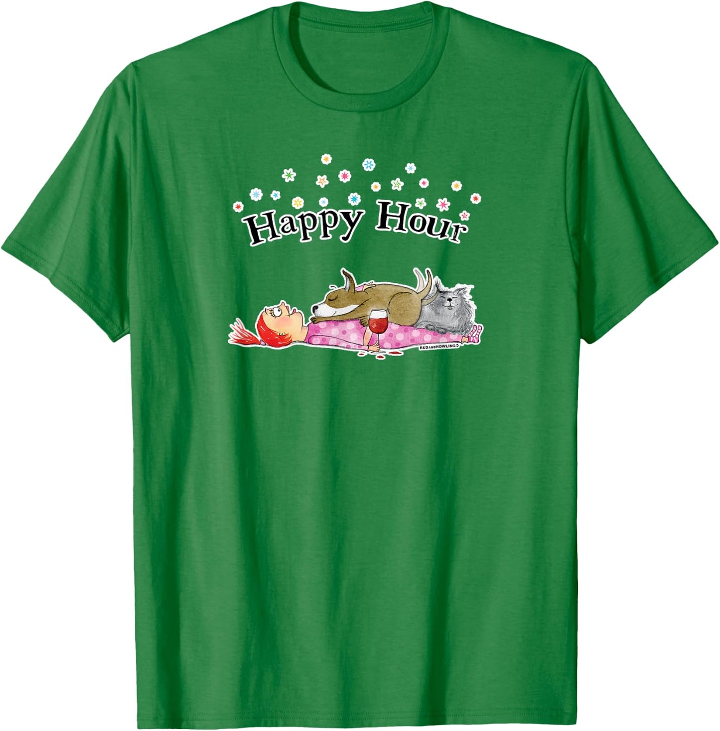 Red and Howling Happy Hour T-Shirt - T-Shirt | Irish Green