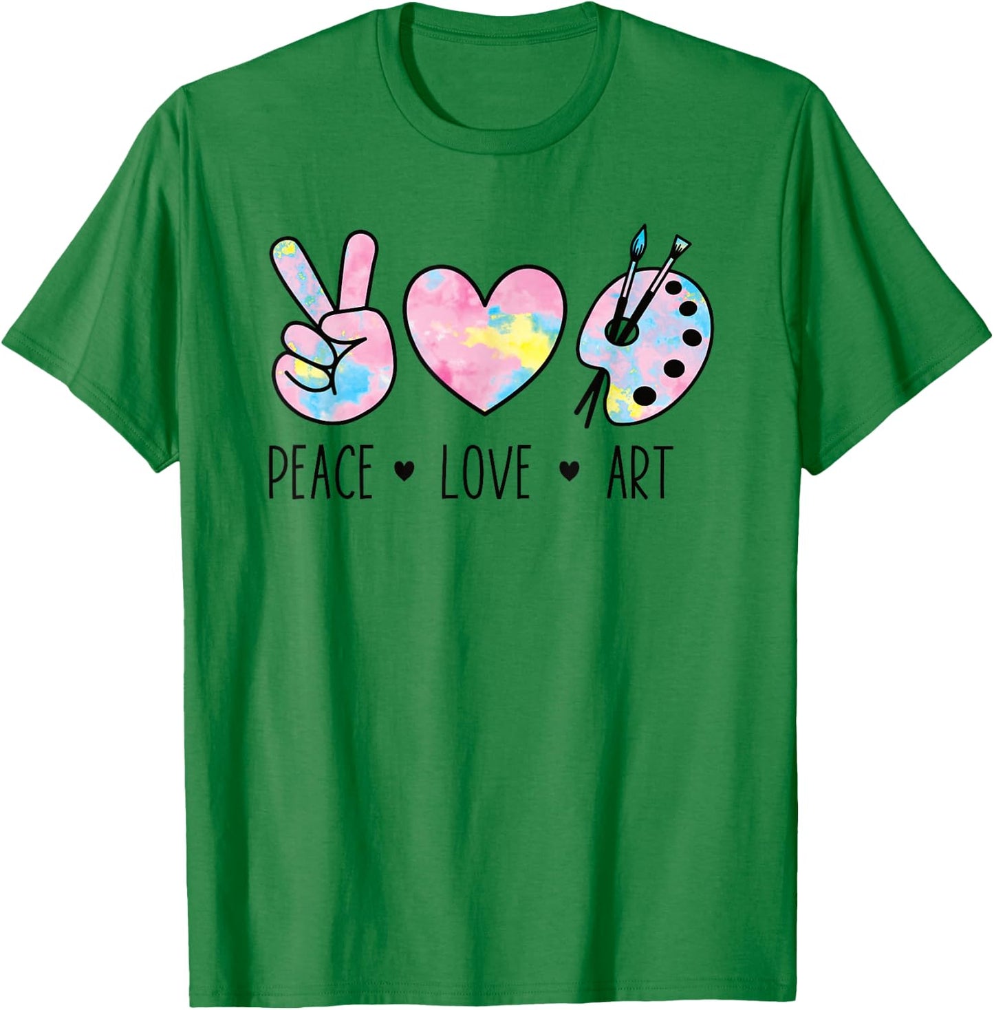 Peace Love Art Shirt Pastel Rainbow Tie Dye Artist Hippie T-Shirt - T-Shirt | Irish Green