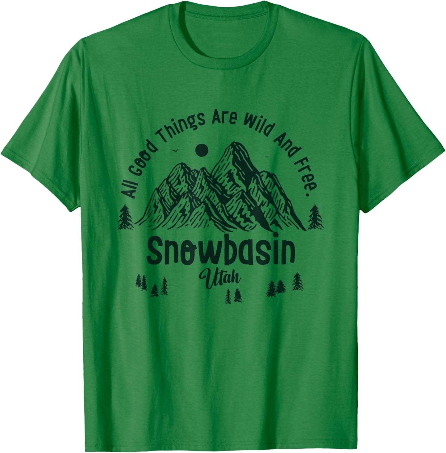 Snowbasin Mountains Utah Hiking Outdoors Vintage T-Shirt - T-Shirt | Irish Green