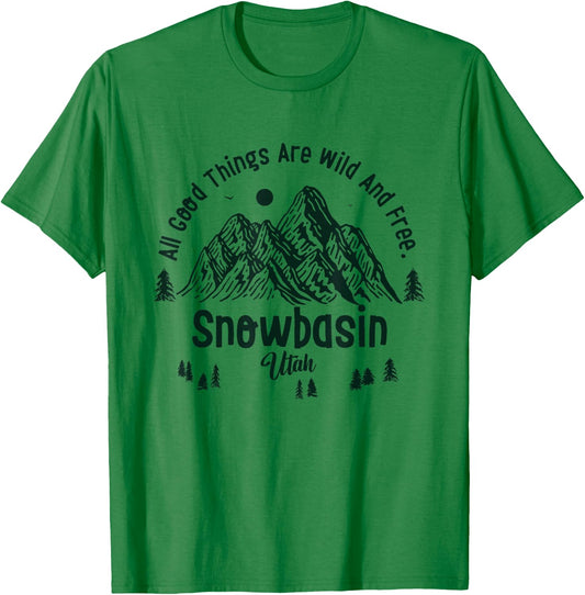 Snowbasin Mountains Utah Hiking Outdoors Vintage T-Shirt - T-Shirt | Irish Green