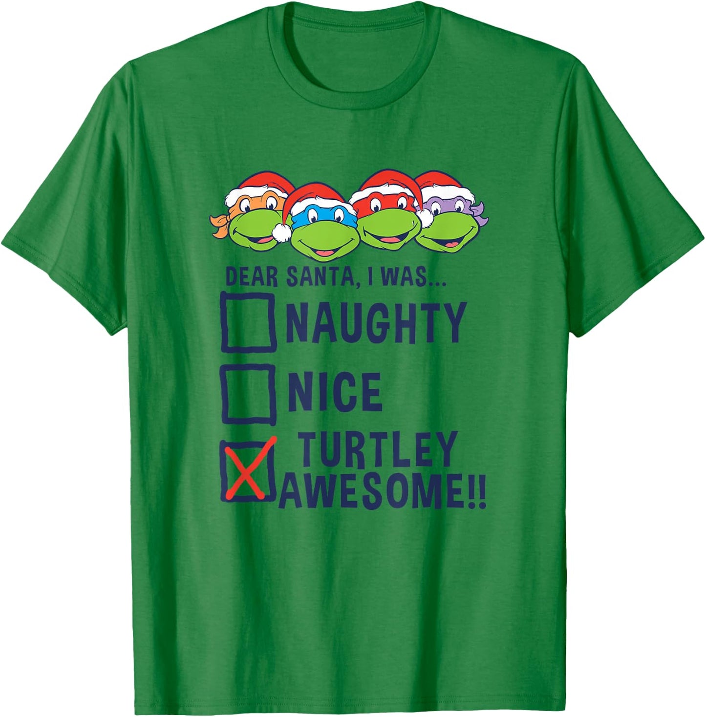 Teenage Mutant Ninja Turtles Christmas Santa I was Awesome T-Shirt - T-Shirt | Irish Green