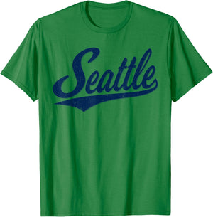 Seattle Washington Varsity Script Vintage Retro Sports Style T-Shirt - T-Shirt | Irish Green
