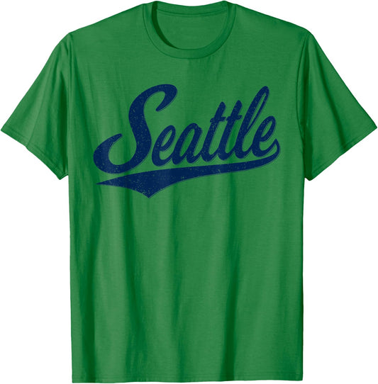 Seattle Washington Varsity Script Vintage Retro Sports Style T-Shirt - T-Shirt | Irish Green