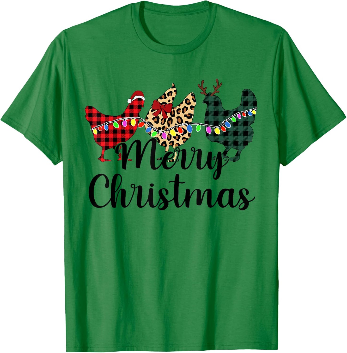 Buffalo Plaid Chickmas Merry Christmas Chicken Lover Xmas T-Shirt - T-Shirt | Irish Green