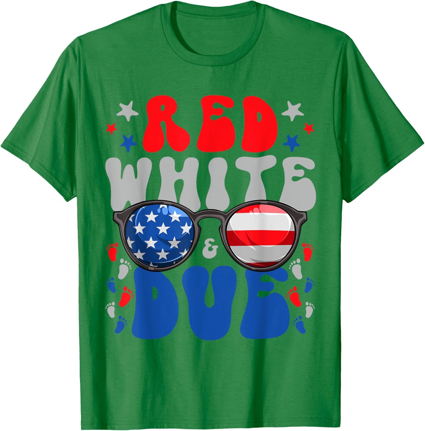 4th of July Pregnancy Dress Red White And Due Baby Reveal Women Men T-Shirt - T-Shirt | Irish Green