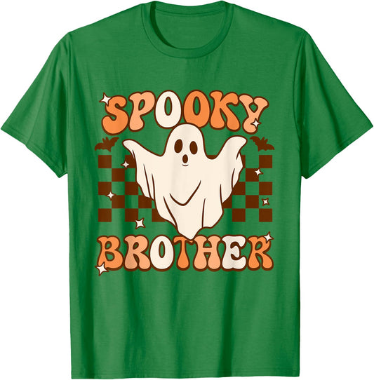 Retro Groovy Ghost Spooky Brother Costume Matching T-Shirt - T-Shirt | Irish Green
