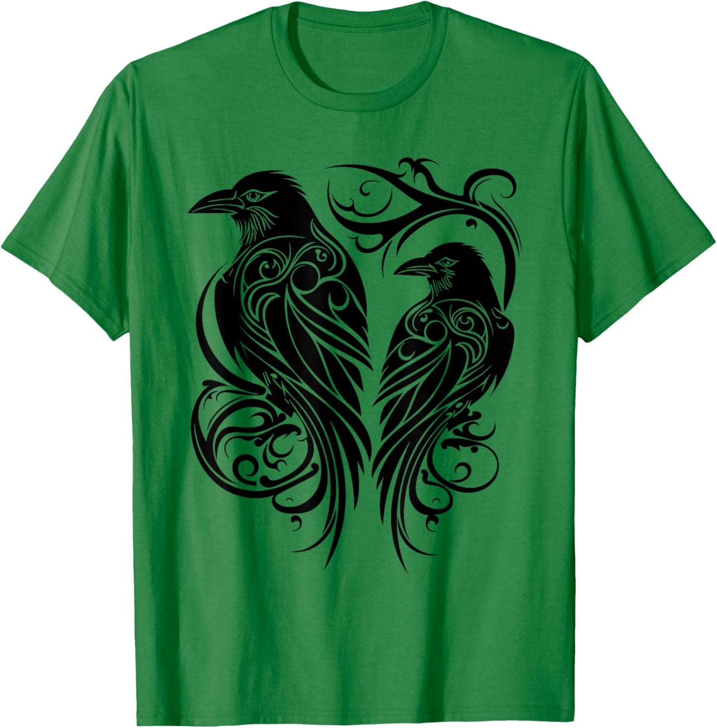Odins Raven Norse Mythology Viking Birds Celtic Knots Asgard T-Shirt - T-Shirt | Irish Green