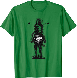 Yakima American Indian Tribe Proud Warrior on Horse T-Shirt - T-Shirt | Irish Green