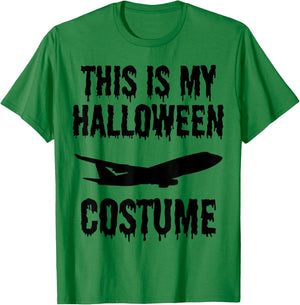 This is My Halloween Costume Funny Airplane Pilot Aviation T-Shirt - T-Shirt | Irish Green