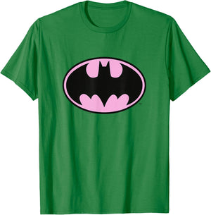 DC Comics Batman Pink Background Bat-Symbol Chest Logo T-Shirt - T-Shirt | Irish Green