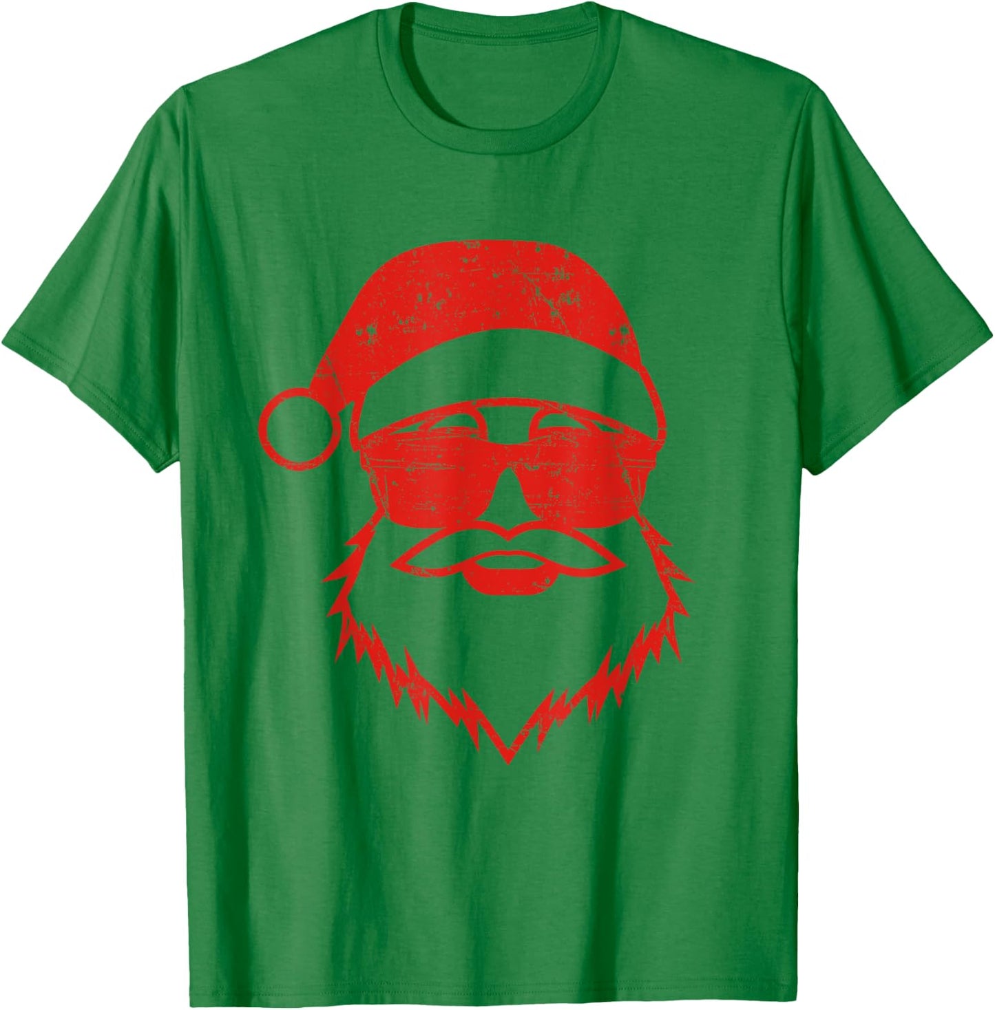 Santa Face Retro Sunglasses Christmas Xmas Men Women Kids T-Shirt - T-Shirt | Irish Green