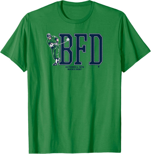 Bucky Dent - BFD - New York Baseball T-Shirt - T-Shirt | Irish Green