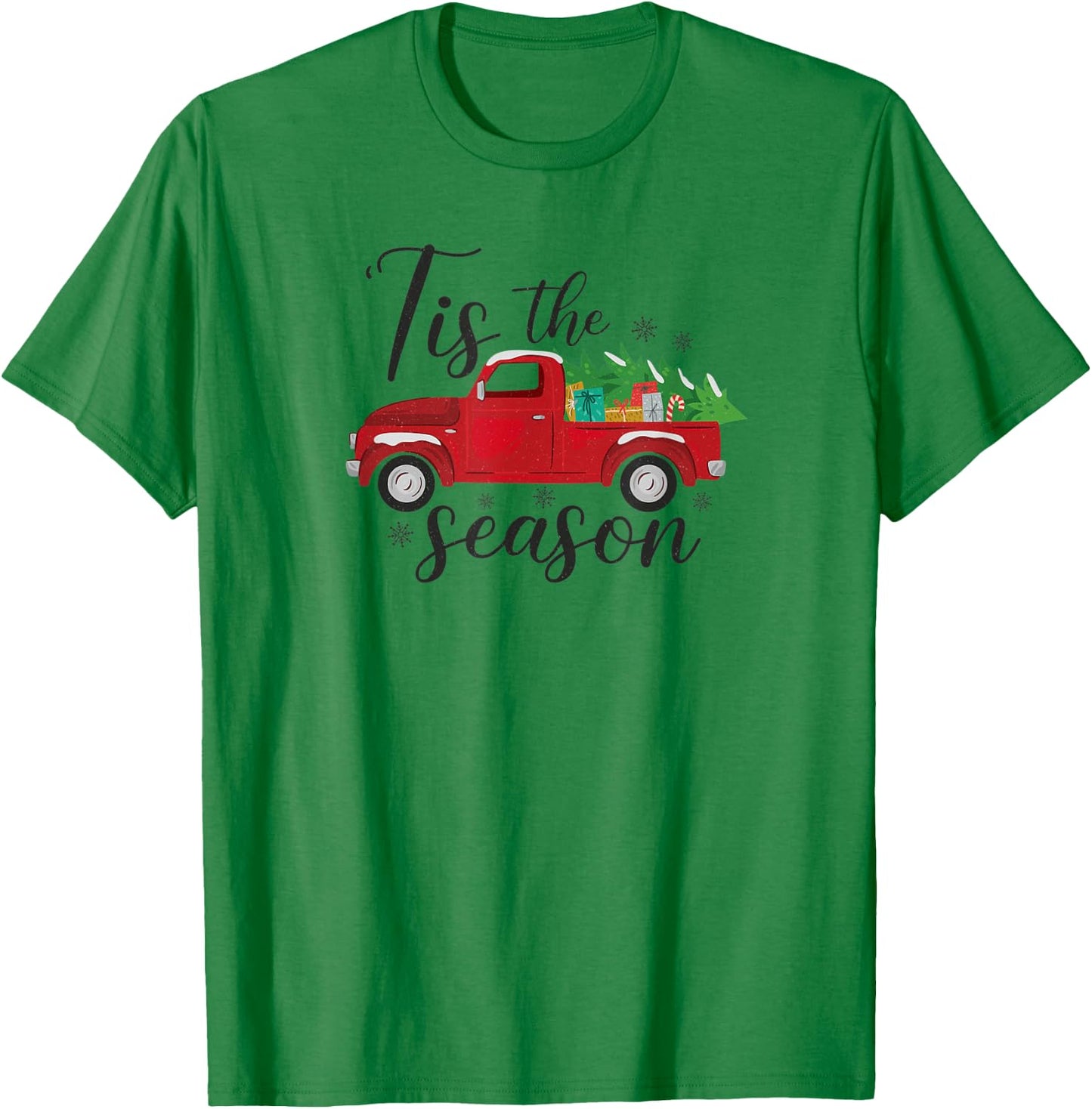 Tis The Season, Holiday Nostalgia Red Truck T-Shirt - T-Shirt | Irish Green