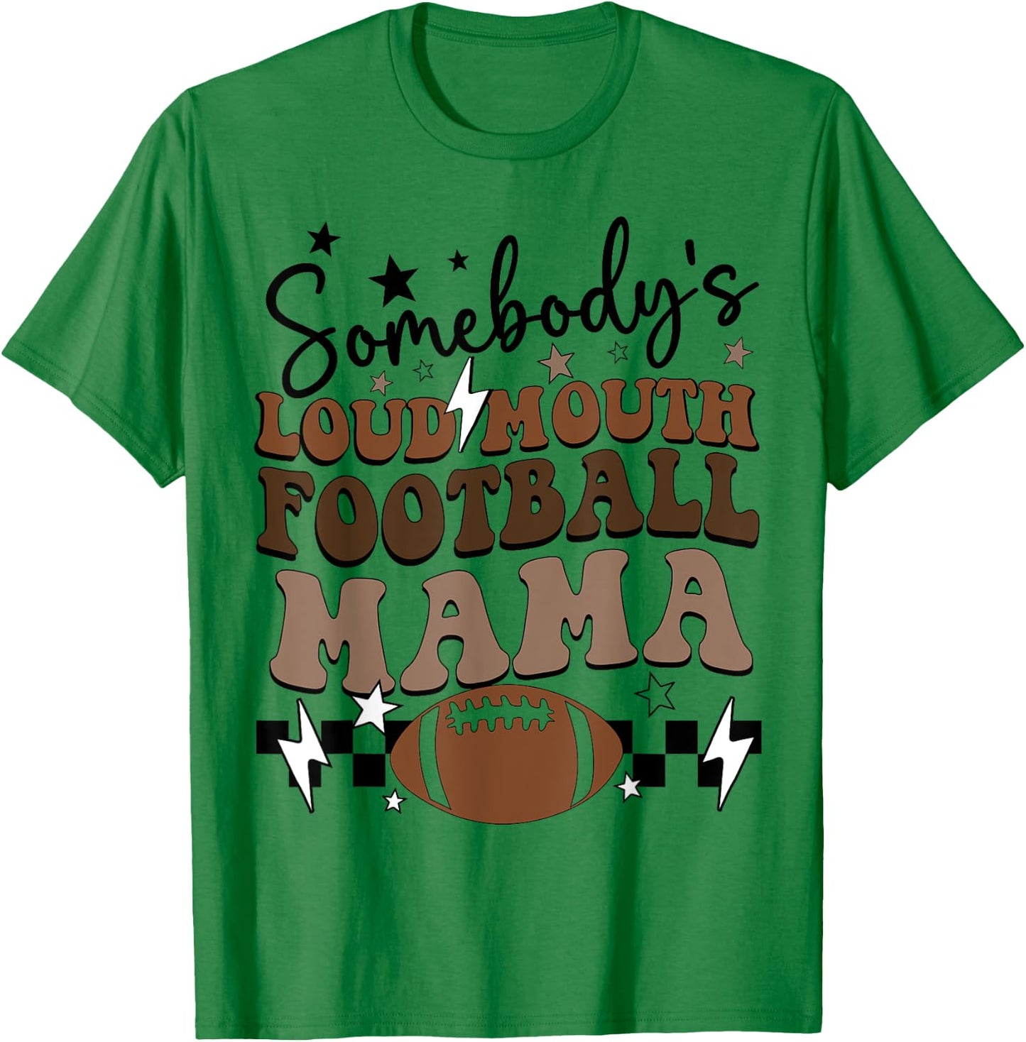Somebody's Loudmouth Football Mama retro groovy football mom T-Shirt - T-Shirt | Irish Green