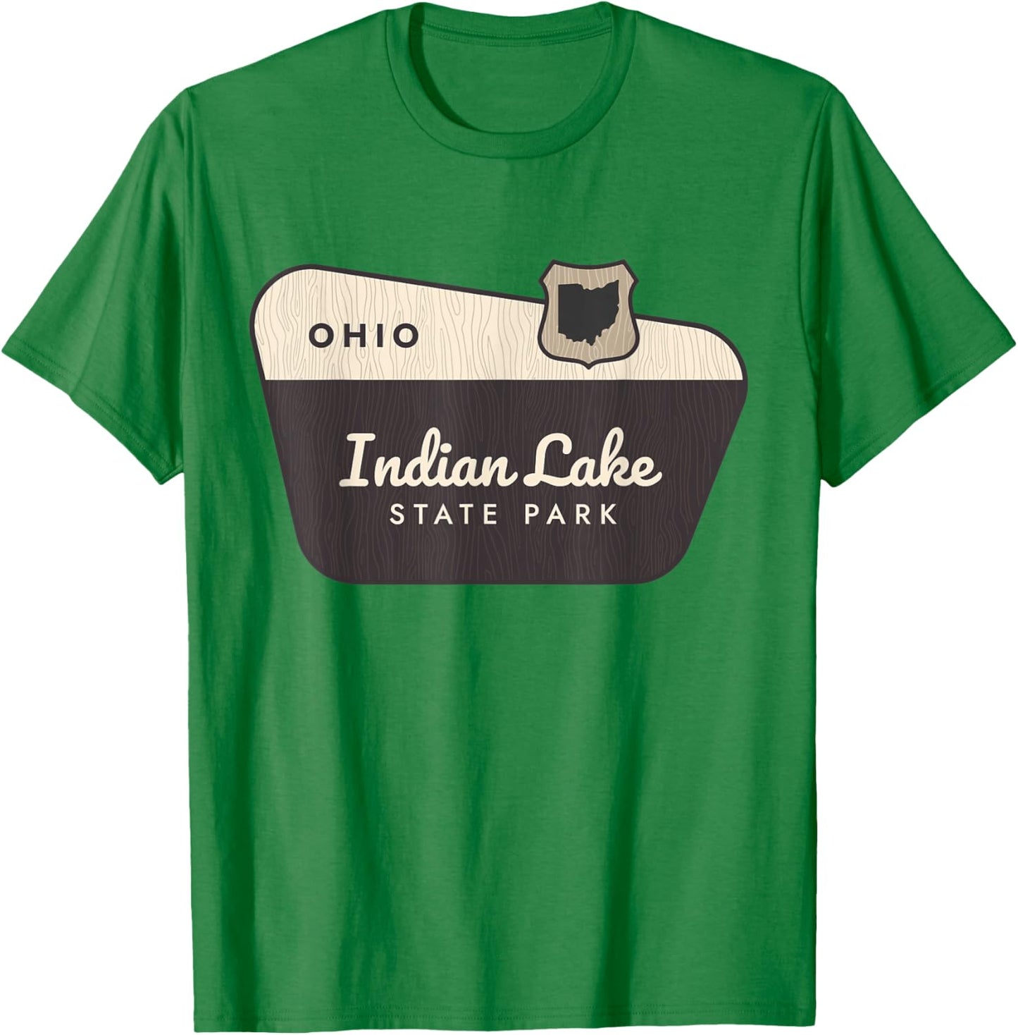 Indian Lake State Park Ohio Welcome Sign Vacation T-Shirt - T-Shirt | Irish Green