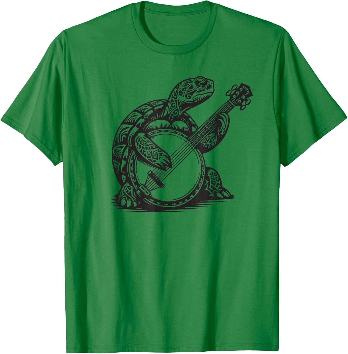 Turtle Playing Banjo Tribal Art Music Festival Zen T-Shirt - T-Shirt | Irish Green