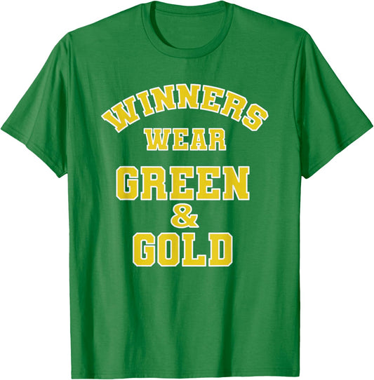 Winners Wear Green & Gold Football Sporting Event Team Pride T-Shirt - T-Shirt | Irish Green