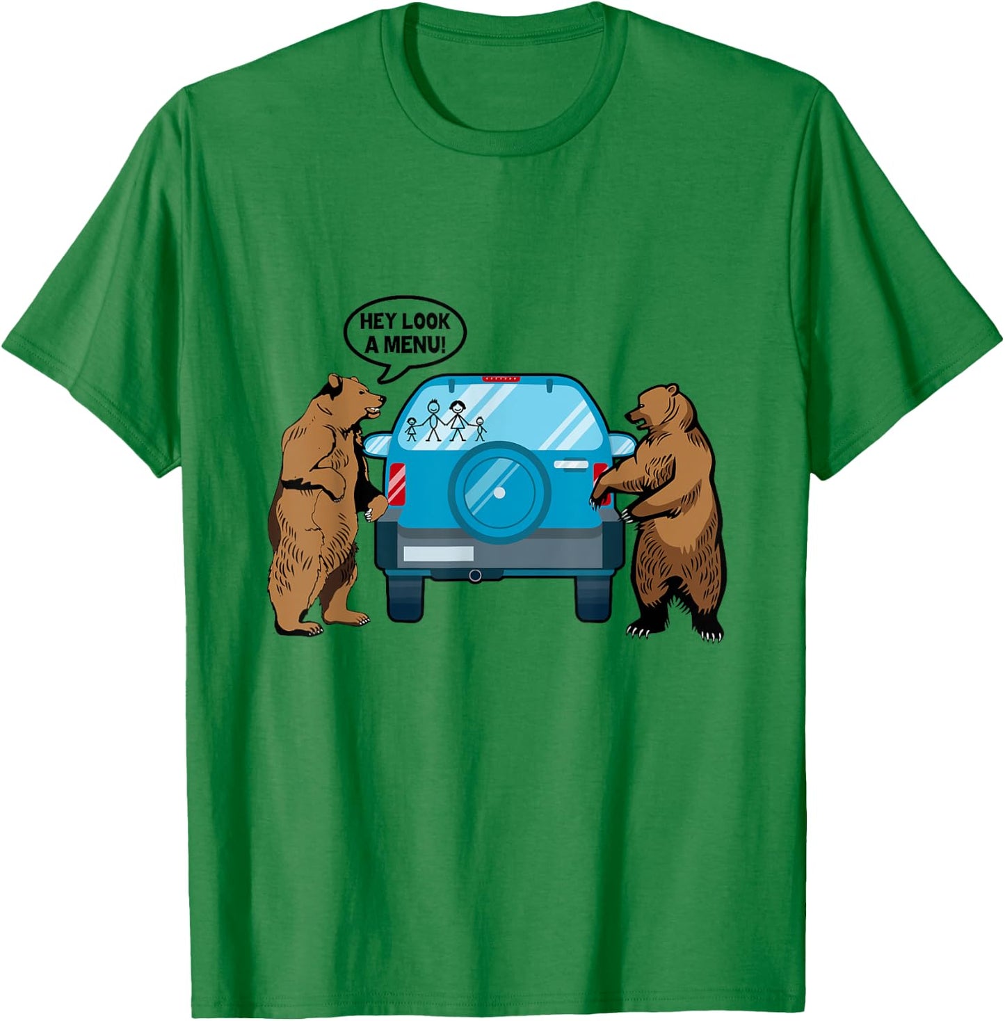 Hey Look A Menu Funny Camping Camper Hiking Bear Outdoor T-Shirt - T-Shirt | Irish Green