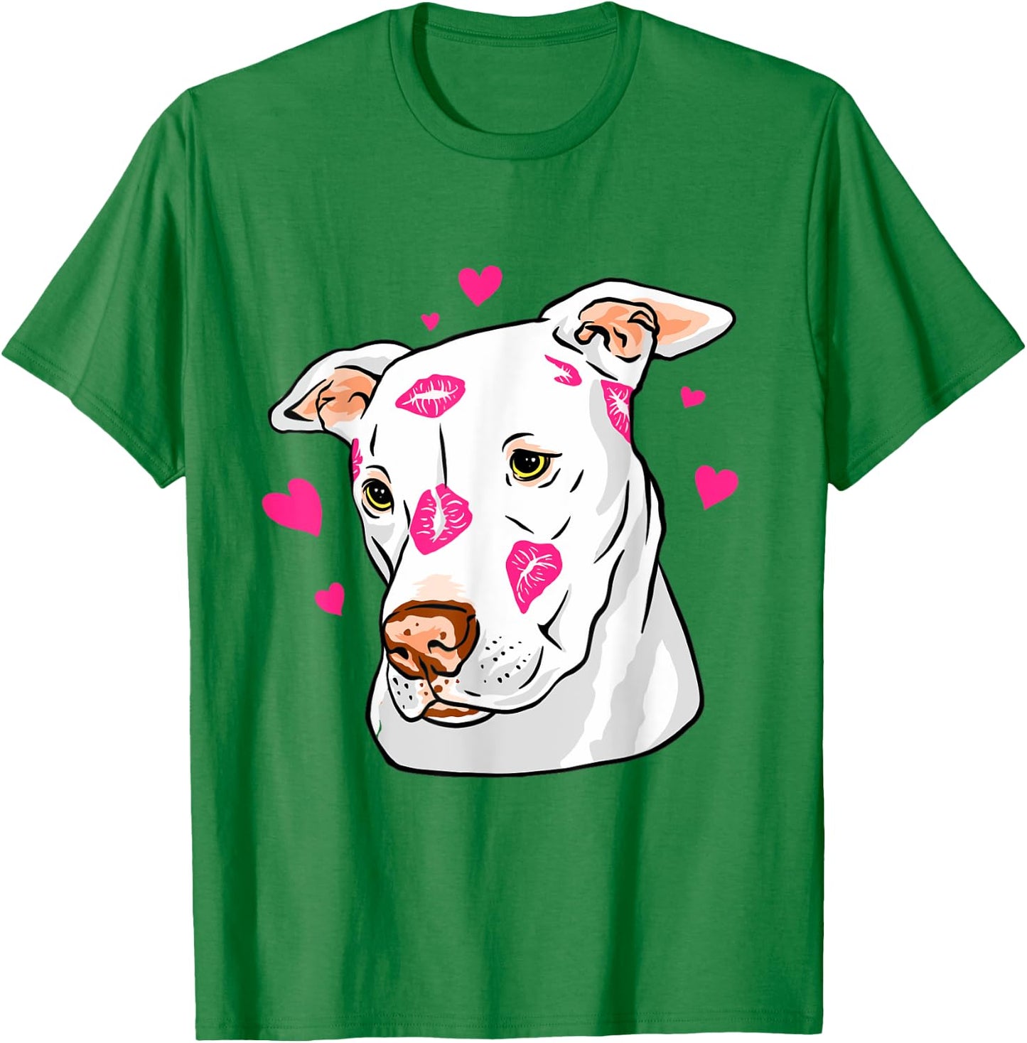 Pit Bull Terrier Kiss Lips Hearts T-Shirt - T-Shirt | Irish Green