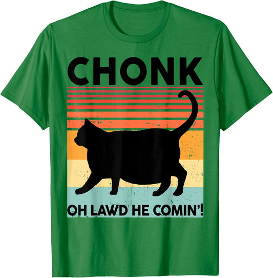 Black Cat-Shirt Chonk Cat Funny Cat Meme Momma Dad Vintage T-Shirt - T-Shirt | Irish Green