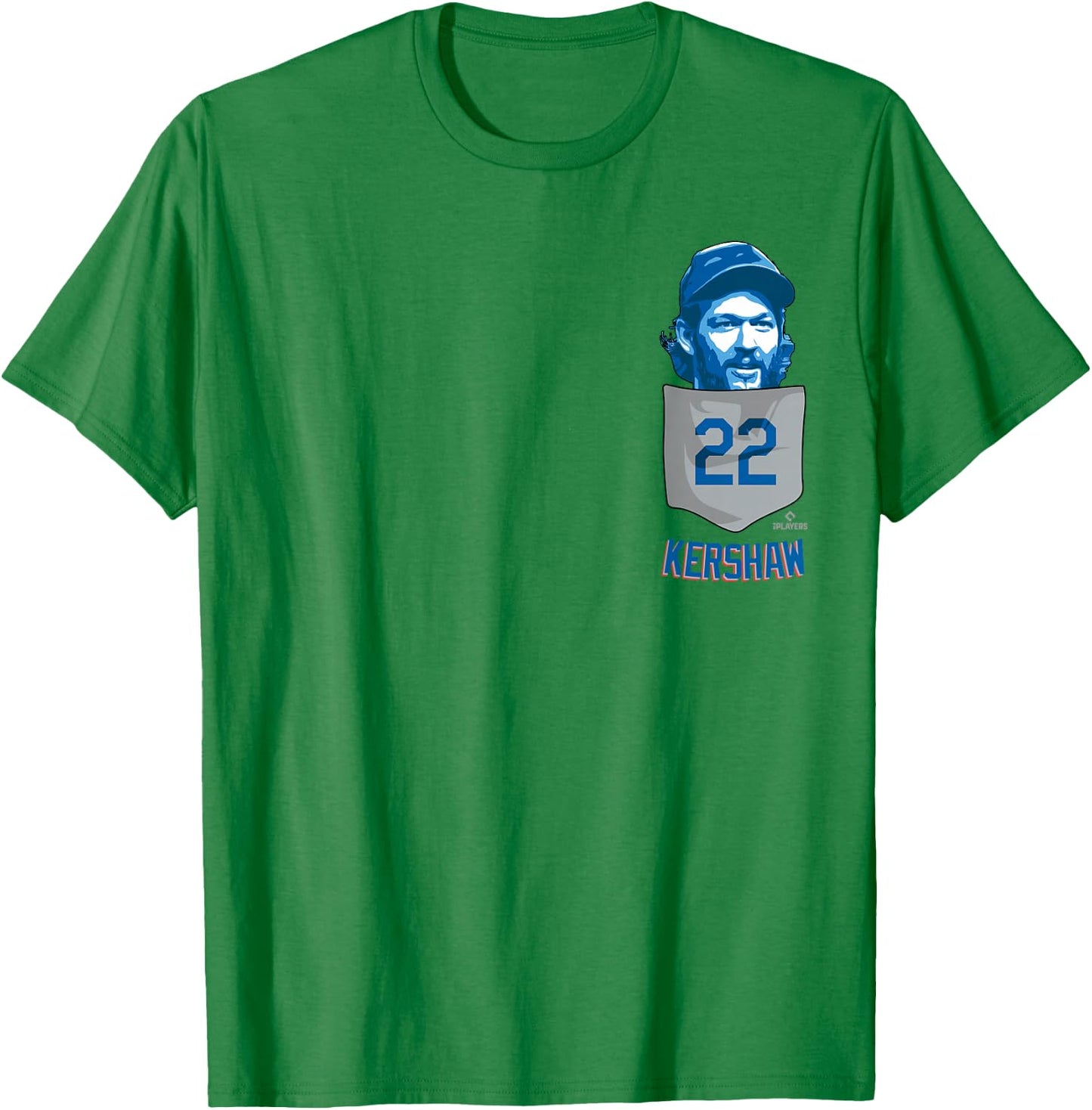 Clayton Kershaw Los Angeles Baseball Pocket MLBPA T-Shirt - T-Shirt | Irish Green