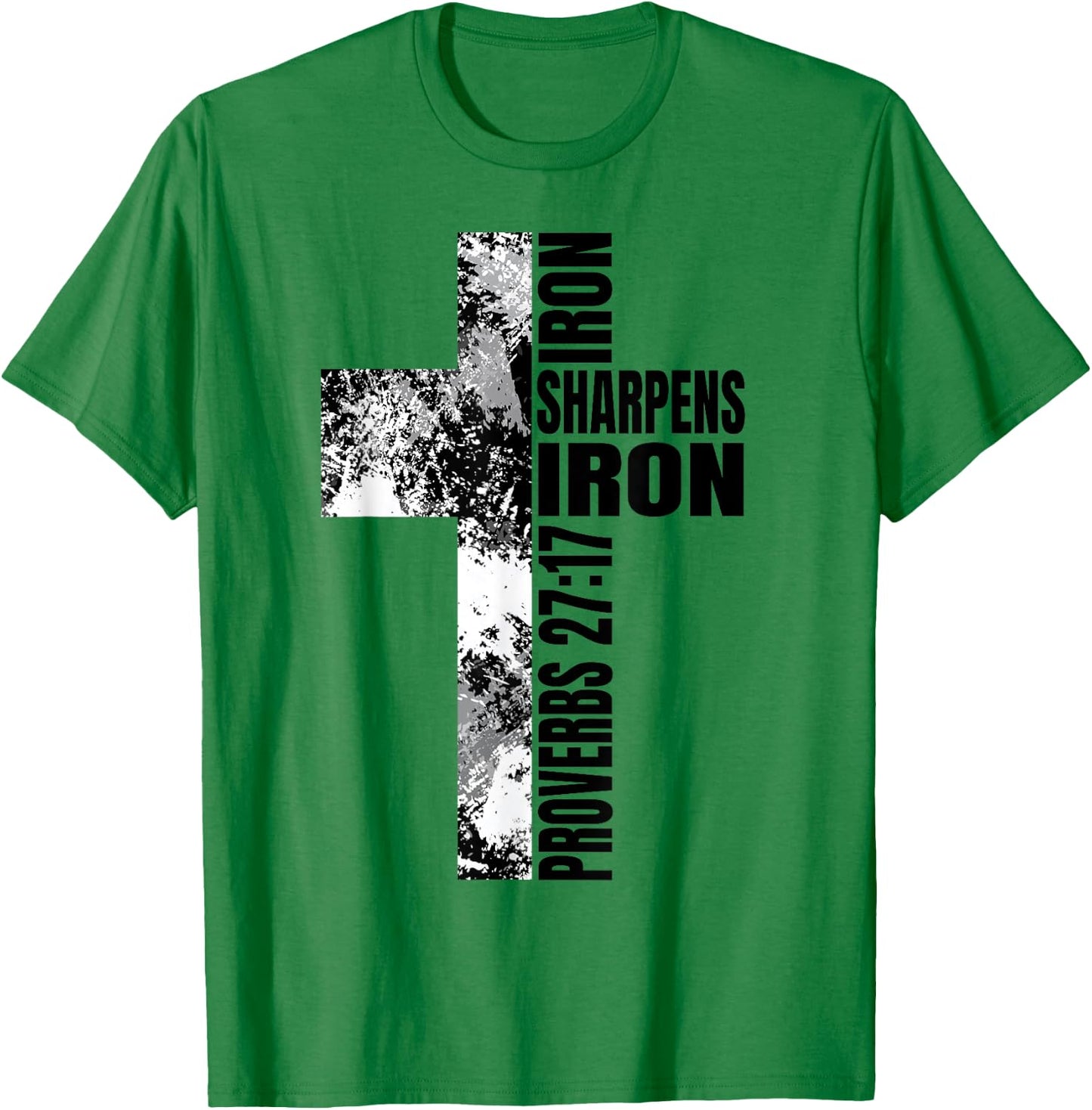 Religious Cross Iron Sharpens Iron Verse Christian Couples T-Shirt - T-Shirt | Irish Green