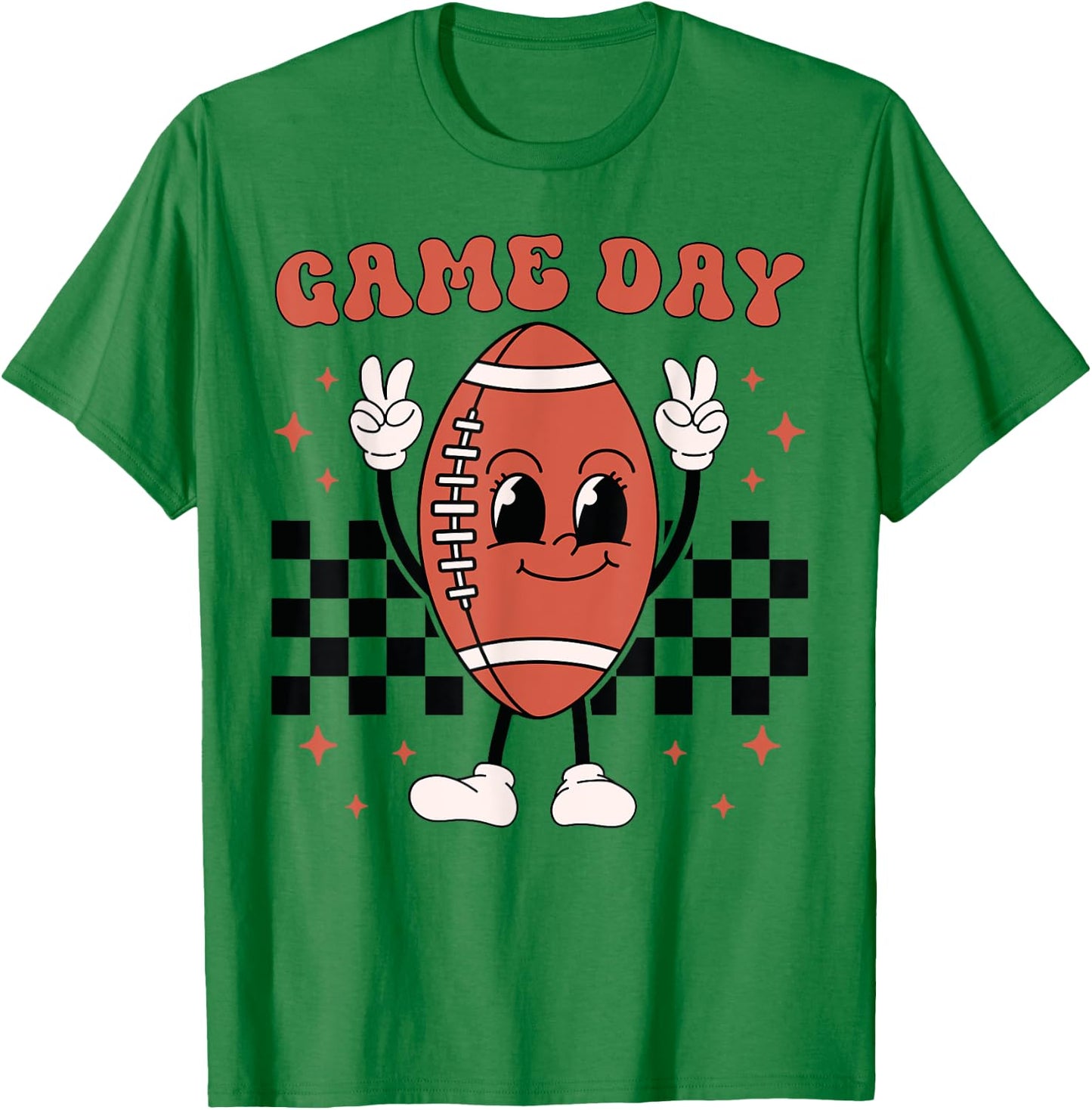 Retro Groovy Game Day American Football Players Fans Outfit T-Shirt - T-Shirt | Irish Green